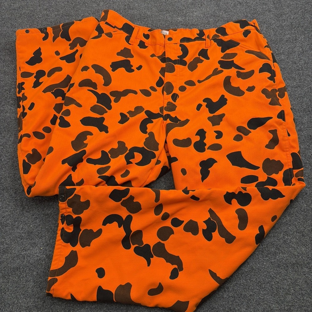 Vintage Duxbak Snow Pants Mens 38 Orange Camo Thinsulate Insulated USA Hunting